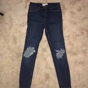Free People High Rise Ripped Skinny Jeans